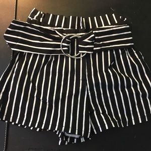 Striped high waisted shorts